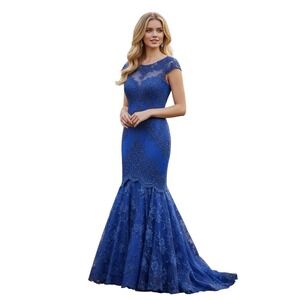 Clarisse Royal Blue Lace Mermaid Prom Dress Size 8 Beaded Formal Gown